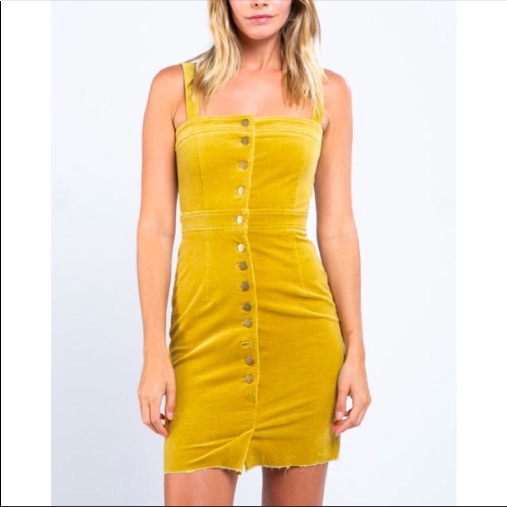 Corduroy Pinafore Button Up Mini Dress